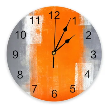 Оранжево-Сиво Абстрактна Шарка Безшумни Стенни Часовници Модни Часовници За Всекидневна Модерна Декорация На Дома, Денонощно
