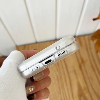 Оригинален SAMSUNG Galaxy Z Flip 4 5G ултра тънък Прозрачен Калъф Луксозен Твърд PC устойчив на удари Околовръстен Калъф-Поставка За Samsung Z Flip4 3