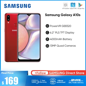 Оригинален смартфон Samsung Galaxy A10S Red 2 GB RAM памет И 32 GB ROM Android Мобилен телефон 6,2 