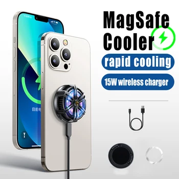 Охладител За смартфон За Магнитната Решетка MagSafe 15 W Безжично Зарядно на Вентилатора за Охлаждане на Телефон Студен Радиатор За iPhone 13 12 Samsung