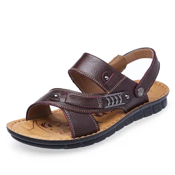 плажни обувки мъжки тенденция на улични ежедневни нескользящие летни сандали мъжки сандали от 100% кожа