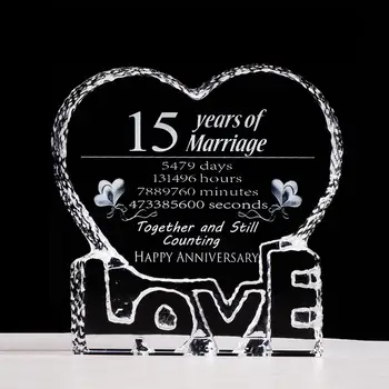 Подарък за 15-20-та годишнина за Нея K9 Кристален Скулптура на Сърцето ЛЮБОВ Подаръци за спомен Подаръци за спомен за Неговата жена, Неговата съпруга