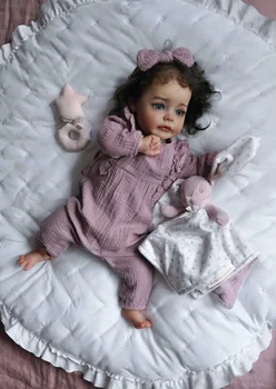 Популярната 60 СМ Мека Силиконова Възстановената Кукла за най-Малките Момичета, 3D Боя с Видими Венами, Истински Приятен На Допир Подарък За Новородено Бебе За Рожден Ден 0