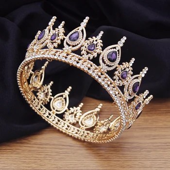 Прекрасна Crystal Royal Queen Сватбена Украса На Короната За Коса Злато/Сребро Цвят Сватбени Диадеми Кръг Кръг На Булката Диадема Аксесоар 0
