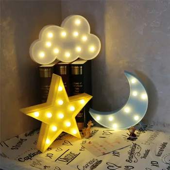 Прекрасно Облакът, Звездата, Луната, Led 3D Лампа, нощна светлина, Детски Подарък, Играчка За Малки Деца, Спалня, Лампа, Декорация, Вътрешно Осветление 0