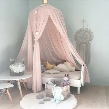 Принцеса Детска Палатка Бебешко Легло Подвесная Mosquito Net Купола На Легло С Балдахин Завесата На Душ Завеса Кръгла Кошче Окото Палатка Декор На Детска Стая 1