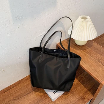 Проста Найлонова Чанта Дамски Голямата Голям Чанта На Рамото с Горната дръжка За Дневни Пътувания, Модни Чанти За Пазаруване