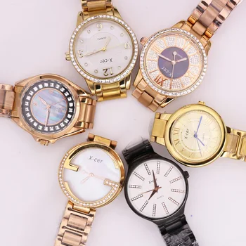 РАЗПРОДАЖБА!!! Дефекти X-cer Кристални Кристали Дамски Мъжки Дамски часовници Япония Mov't Часовници Гривна от Неръждаема Стомана Подарък на едно Момиче