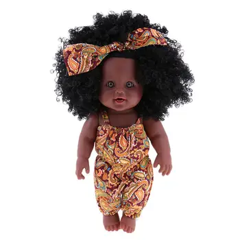 Реалистична Кукла Момиче - Възстановената 12-инчов Африканка - Черна Къдрава Коса Детски Подарък За Рожден Ден, Подарък За Фестивала