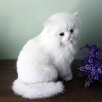 Реалистични Бели Персийски Котки, Меки Играчки Моделиране на Котки Кукли Тенис на Декор Подарък за Деца, Момчета, Момичета Великден Коледен Подарък