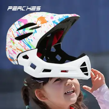 Регулируеми Детски Велосипеди Шлем за цялото лице Подвижна многоцелеви Каска МТБ Пътни Планински Велосипедни Каски Кормило Екипировка 0