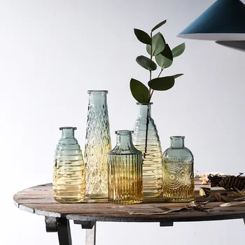 Релеф на декоративни прозрачни вази, поставени в хола, леки луксозни аксесоари за дома, гидропонная договореност glas