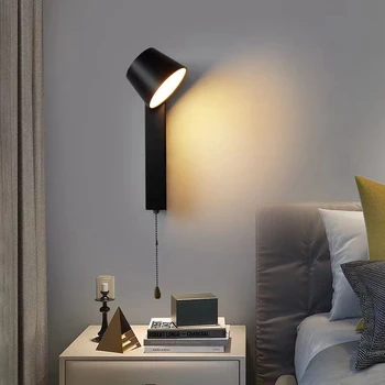 Ретро Led монтиран на стената Лампа с Ключ с Цип 7 W, Въртяща Нощни Стенни лампи с Крушки, Вътрешно Осветление, Декоративна Лампа за Дневна 1