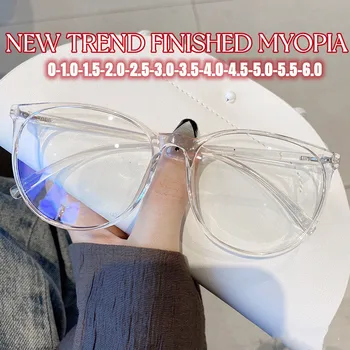 Ретро Недалновидни Готови Очила за Късогледство Мъжки Луксозни Дамски слънчеви Очила в Кръгла Рамка с Анти-синя Светлина Оптични Очила за Дами 0