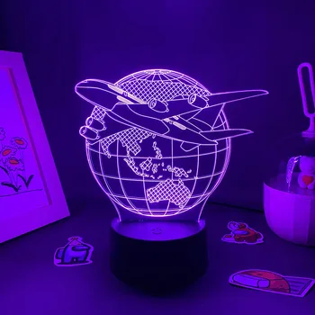 Самолет Модел на Земята 3D Илюзия LED Лавовый Лампа Творчески Нощни Светлини Стръмни Колоритен Подаръци За Приятелите на малка странична Масичка За Спалня Декор 2
