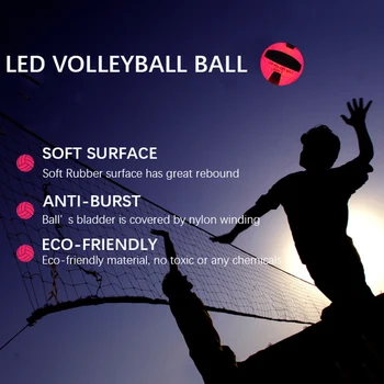 Светещи в Тъмното Волейболни топки с Led осветление, гумени Волейболни Топки Размер 5, Спортни Топки, Водоустойчив светещи топки за плажен волейбол 2