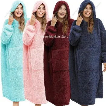 Скандинавска носене Одеяло за мъже, жени, унисекс топли дебели блузи, блузи гигантски телевизор одеяла Полар утяжеленные одеяла пуловер 5