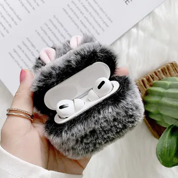 Сладко Чанта За слушалки с заячьими уши За Apple Airpods Pro 1 И 2, Безжични Слушалки, Плюшено калъфче за слушалки, Чанта за Airpods 2, Калъф с една кука 1