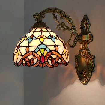 Стенен Лампа В стил Тифани, монтиран на стената Лампа, Стенни лампи, Лампа в стил барок, стъклена лампа, подвесное осветление, аксесоари за декорация на дома в спалнята