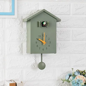 Стенен часовник в скандинавски стил, кукувица от прозореца, за да информира време, малка птичка навреме, аларма, монтиран на стената, окачени часовници, часовници, декорация на дома