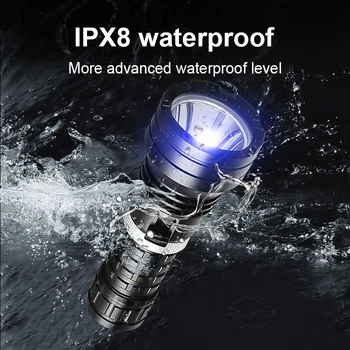 Супер Мощен Фенер За Гмуркане XHP90, Професионален Подводен Led Светкавица, Акумулаторна Лампа за Гмуркане IPX8, Водоустойчив Фенер 3