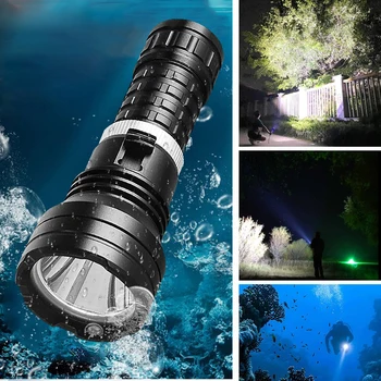Супер Мощен Фенер За Гмуркане XHP90, Професионален Подводен Led Светкавица, Акумулаторна Лампа за Гмуркане IPX8, Водоустойчив Фенер 4