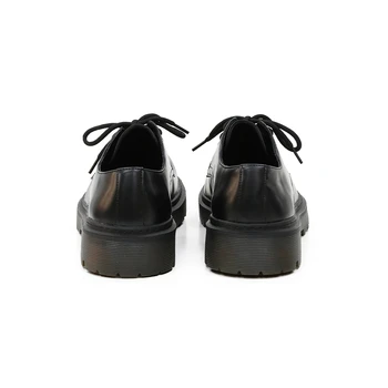 Супер препоръчвам !! Мъжки Oxfords с голяма кръгла пръсти в Метален Стил, Модни Мъжки Основни Ежедневни Кожени Обувки-дерби, Модни обувки За Момчета 3
