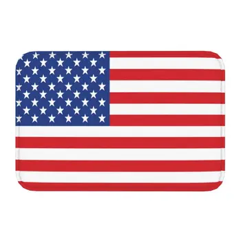 СЪЕДИНЕНИ Американски Флаг Мат Мат Противоскользящий Съединените Щати Звезди САЩ Баня, Кухня с Балкон Хол Вход Килим Килим 40*60 см