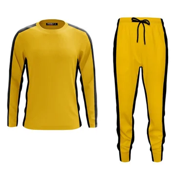 Тениска с участието на Брус Лий, гащи за възрастни, жълта форма на ушу, комплект кунг-фу, китайски костюм у шу, дрехи за мъже, комплекти за бойни изкуства 0