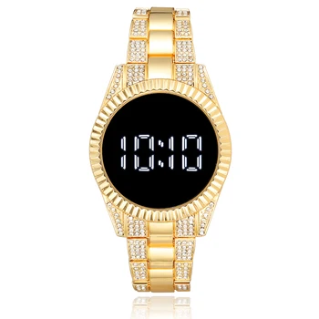 Трендови продукти от 2021 Нова Мода Каишка От Неръждаема Стомана, Дамски Led Цифров Часовник С Кристали Дамски Ръчни Часовници Relogio Clock 0