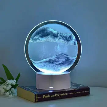 Уникална Движеща Пясъчната 3D Лампа Подвижна Пясъчната Художествена Лампа Пясъчен Часовник Бижу Творческа Изкуство сладкиш от маслено тесто Изкуството на Течно Движение за Хола Спални