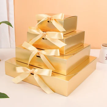 Хартиена торба кутии за опаковане на дрехи бонбони празнични партита, луксозни кутии златна лента общ хартиен поддържа подгонянный размера на отпечатаната лого