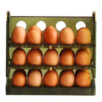 Хладилник Side Врата Тава За Яйца 3 Слоя 30 Мрежи Контейнер За Яйца Рафтове За Съхранение на Пресни Продукти, флип-надолу Кутия с Кухненски Органайзер 3
