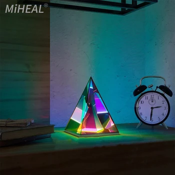 Цветна 3D Художествена Настолна Лампа RGB Симфония Настолна Атмосфера Светлина Творчески Магически Куб Скоростна Пирамида Украса Акрилни лека нощ 1