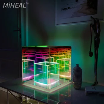Цветна 3D Художествена Настолна Лампа RGB Симфония Настолна Атмосфера Светлина Творчески Магически Куб Скоростна Пирамида Украса Акрилни лека нощ 4