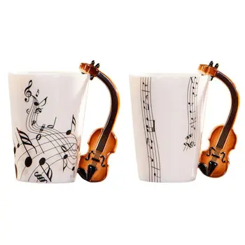 Чаша за Цигулка Керамични Кафе, Млечни Чаша с Дръжка за Подарък за Музиканти-Цигулари E15B 0