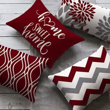 Червена бяла геометрична бельо калъфка калъф за диванной възглавници, украса на дома могат да бъдат персонализирани за вас 30x50 40x60 4