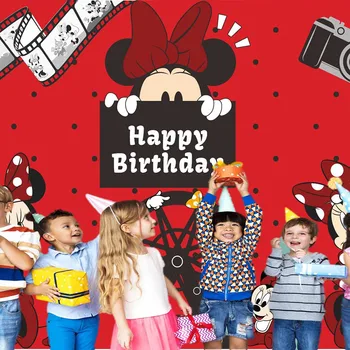 Червената Тема Мини, Черен, Червен Балон, Банер честит Рожден Ден, Ушите Мини, Пити, Топперы за Торта, украса за Парти в чест на рождения Ден на За Момчета И Момичета 3