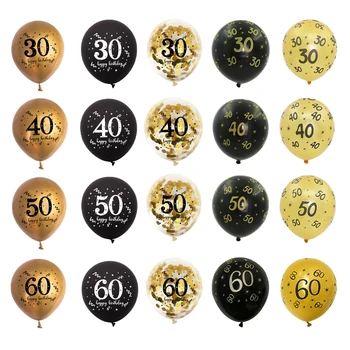 Черното Злато Честит Рожден Ден На 30 40 50 60 Години Латексови Балони За Възрастни Рожден Ден Декор За Жени, Мъже От 30-Годишнината На Сватбени Аксесоари
