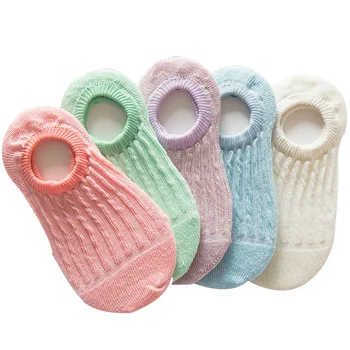 Чорапи за момичета, 5 чифта/лот, 2017 летни памучни обикновен детски чорапи от 2 до 11 години, обикновен раиран невидим детски чорапи-лодка