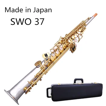 Японски Сопран-Саксофон SWO 37 Никел-сребрист Висококачествен Прав Си бемол Саксофон Музикален Безплатна Доставка с Твърди кутии 0