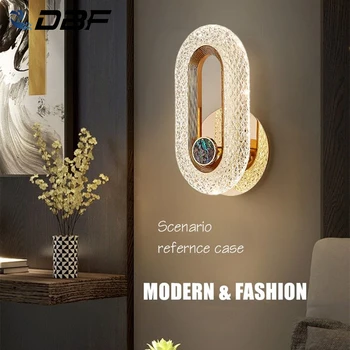【DBF】 Модерен led монтиран на стената лампа с Кристали, Стенни Тела в Скандинавски стил, Стенни осветителни Тела за хол, AC85-265V, Просто осветление