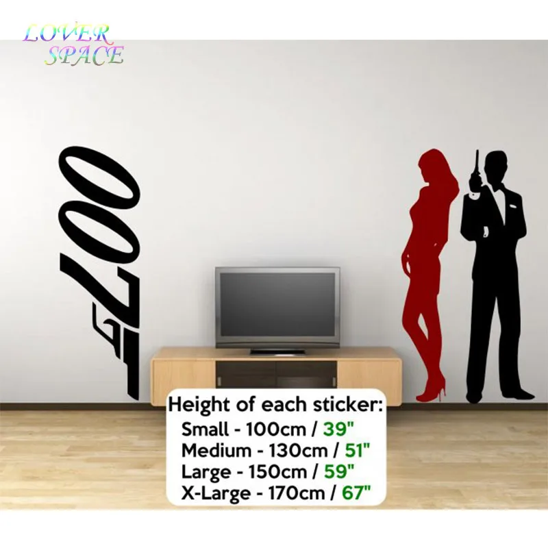 007 Стикери за стена Момичета на Джеймс Бонд Комплект от 3 стикери - Голям стикер на стената. Многоцветен Нова Vinyl Стикер На Стената LS58153 2