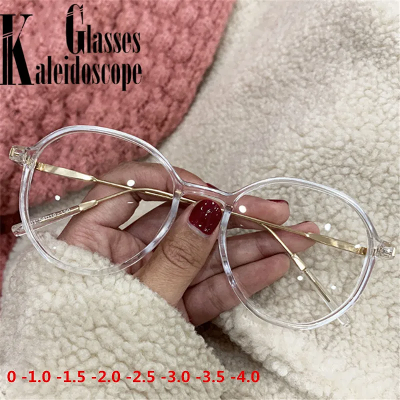 -1,0 1,5 2,0 2,5 3,0 3,5 4,0 Готови Очила За Късогледство Женски Мъжки Кръгли Очила За Късогледство Студентски Компютърни Очила По Рецепта 0