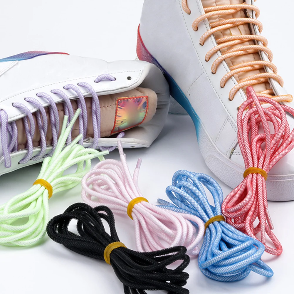 1 чифт висококачествени кръгли връзки за обувки, мрежести класически обувки с ярки цветове, не изчезват, маратонки за отдих на открито, Ремък Унисекс 2
