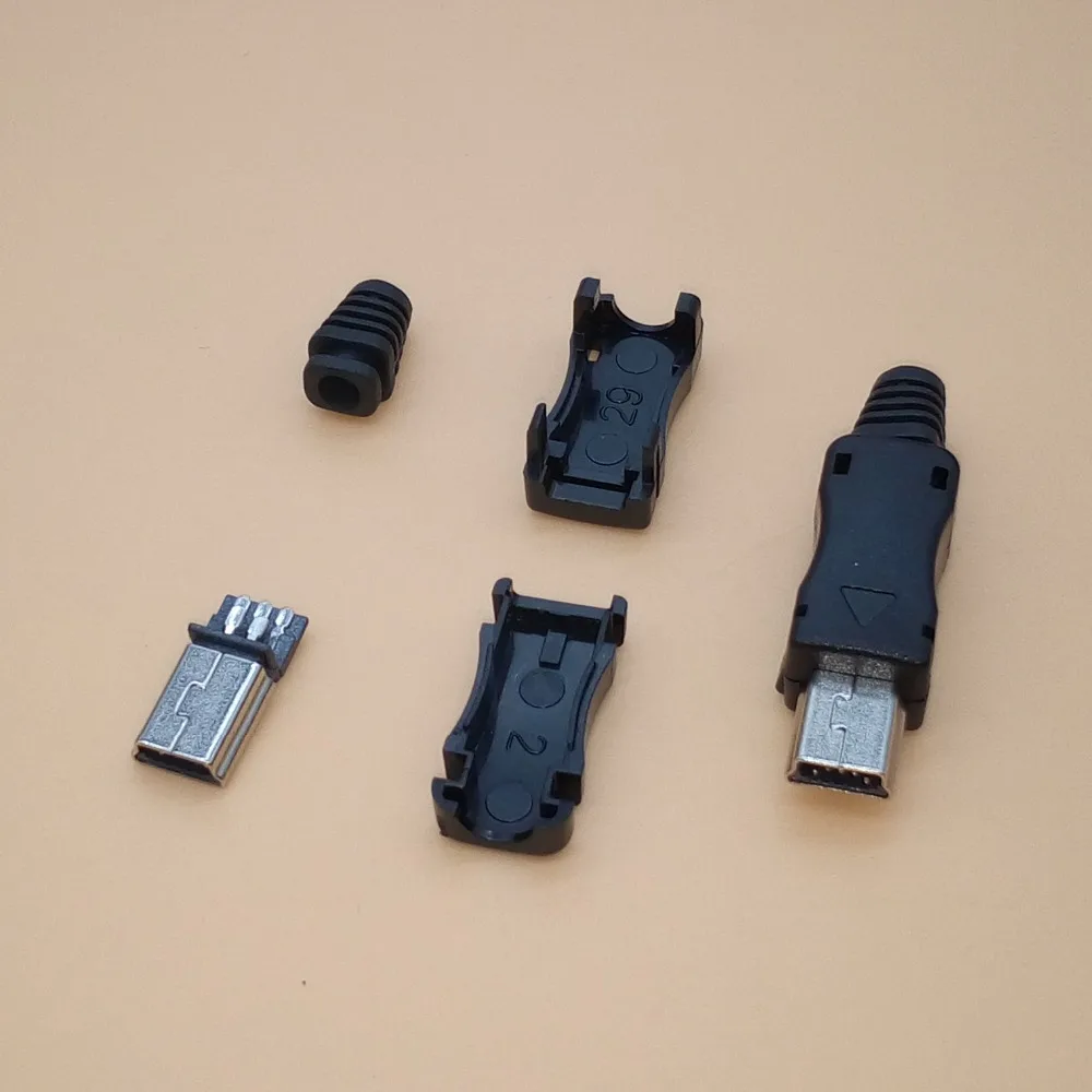 10 комплекта Мини USB 4 в 1 Вид 5Pin Заваряване Штекерный жак Адаптер Черен За вида направи си САМ