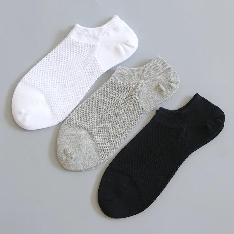 10 Чифта Летни Ежедневните Едноцветни Мъжки Чорапи от Окото на Материала, Дишащи Тънки Мъжки Стръмни Чорапи без Показване, Памучни Къси Чорапи с Лед, Подаръци за Мъже 3