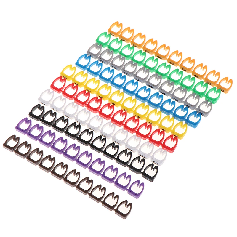 100 бр./150 бр./лот, Практични Cable маркери, Цветни Маркер C-тип, виси Етикет с номер и Етикет За Кабели 1.5/2.5/4/ Стаи кабели 6 mm2 4