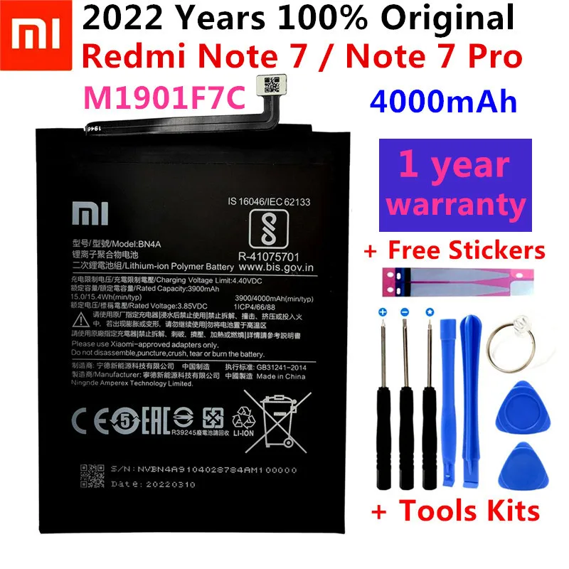 100% Оригинална Замяна Батерия За Xiaomi Redmi Note7 Note 7 Pro M1901F7C BN4A, Натурална клетъчна Батерия за телефон, 4000 mah + Безплатни Инструменти