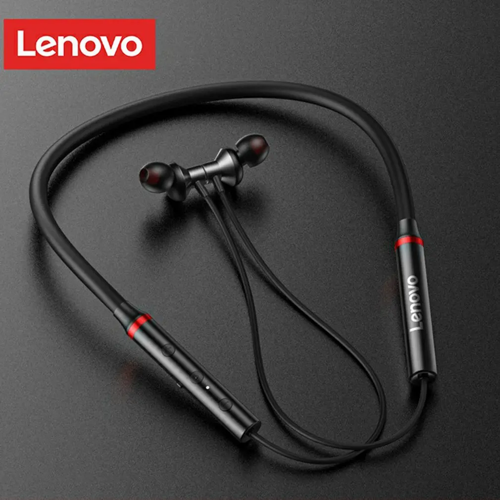 100% Оригинални Слушалки Lenovo HE05X Bluetooth 5,0, Водоустойчив Безжични Hi-FI Аудио Слушалки с Магнитен Шейным Ръб, Спортни Слушалки 0